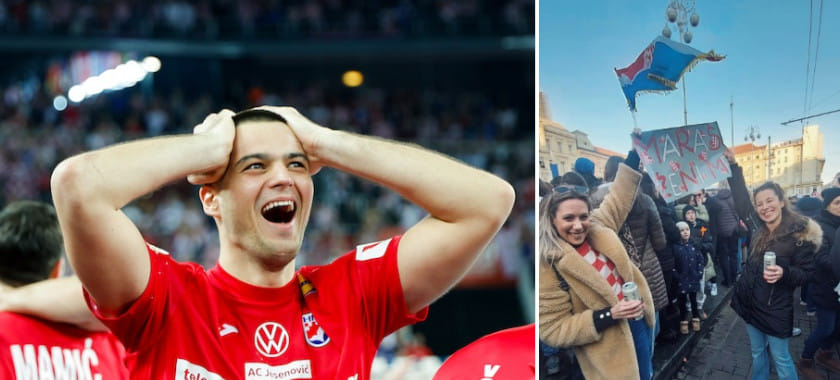 Во время чествования сборной Хорватии в Загребе две девушки адресовали баннер Матео Марашу: "Мы тебя любим, бери, кого хочешь" (ФОТО)