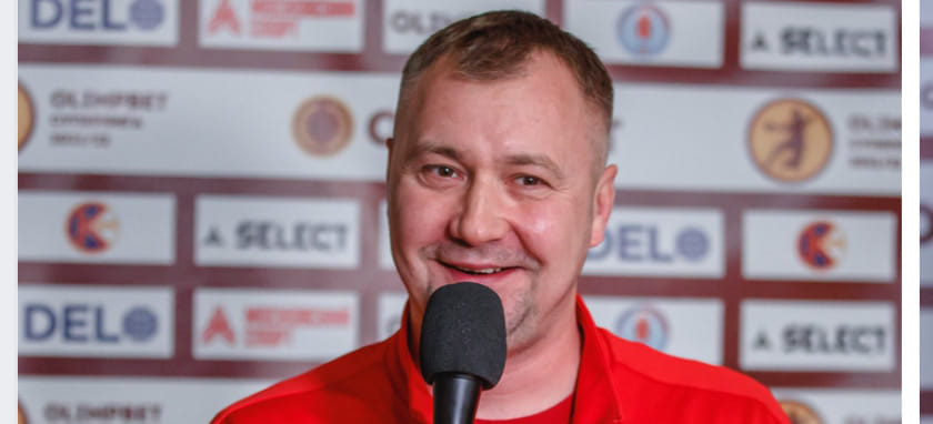 Olimpbet Суперлига. Михаил Драчëв: "Если команда из Майкопа сумела выиграть в Москве с перевесом в 6 мячей, то что мешает нам победить в гостях с разницей в 7?"